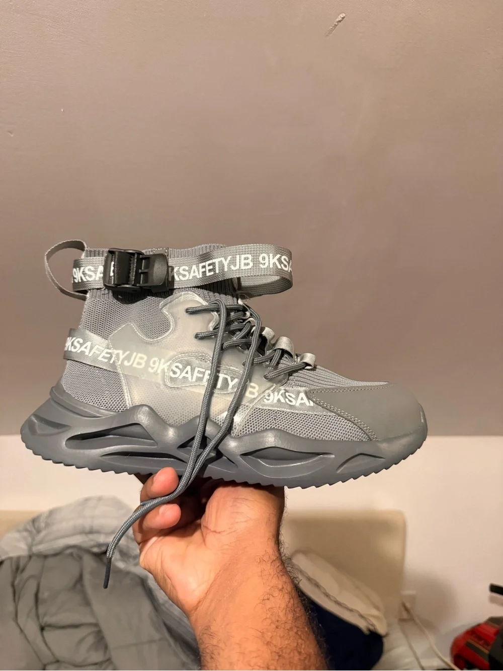 Men's Gray High-Top Utility Boots